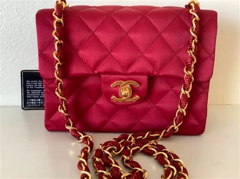 vintage chanel flap bag red satin gold hardware|original chanel classic flap bag.